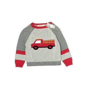 Zubels NWT Gray and Red Fire Truck Sweater